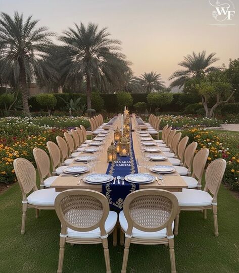Wooden Net Dining Chair Rental UAE