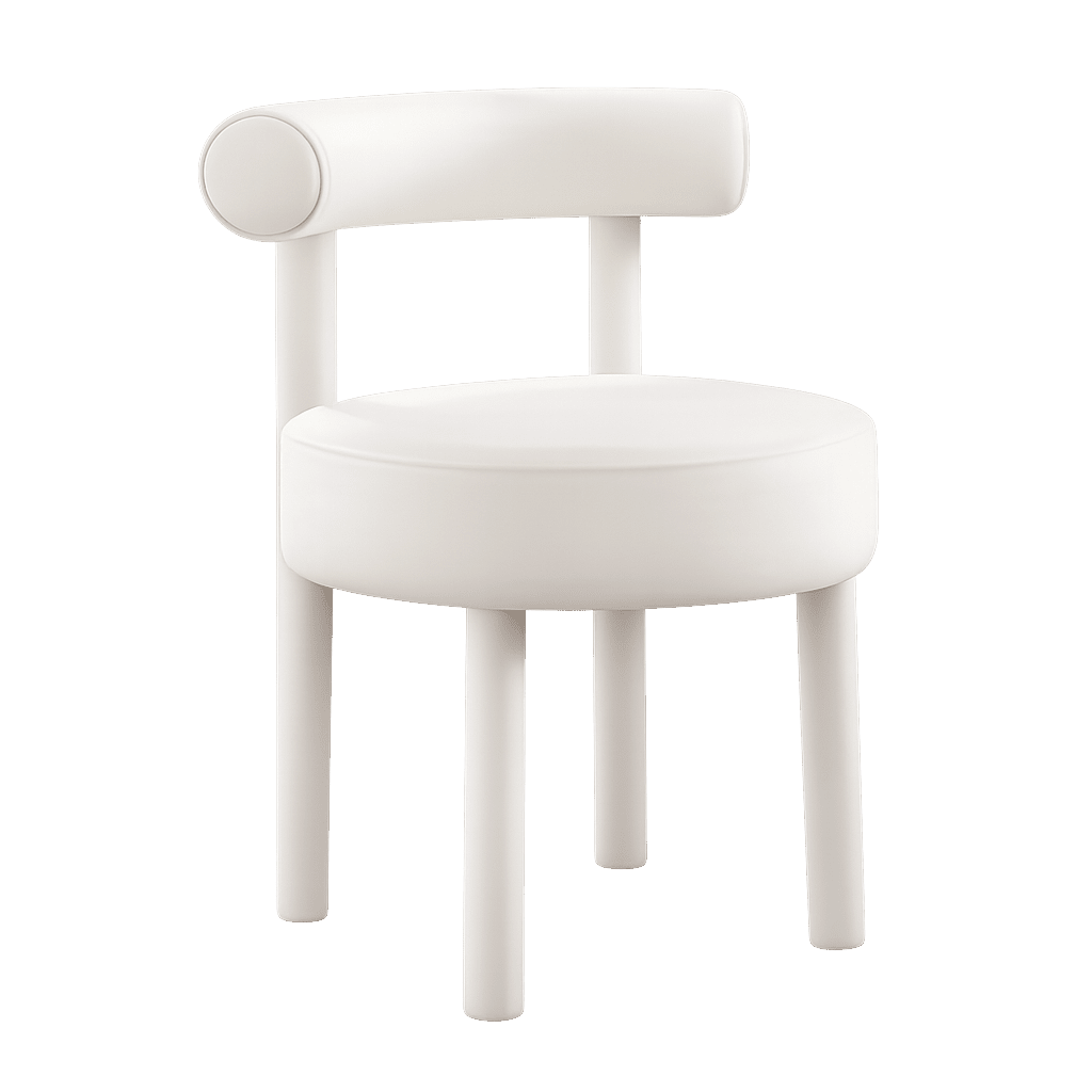 White Panda Curve Back Dining Chair Rental UAE