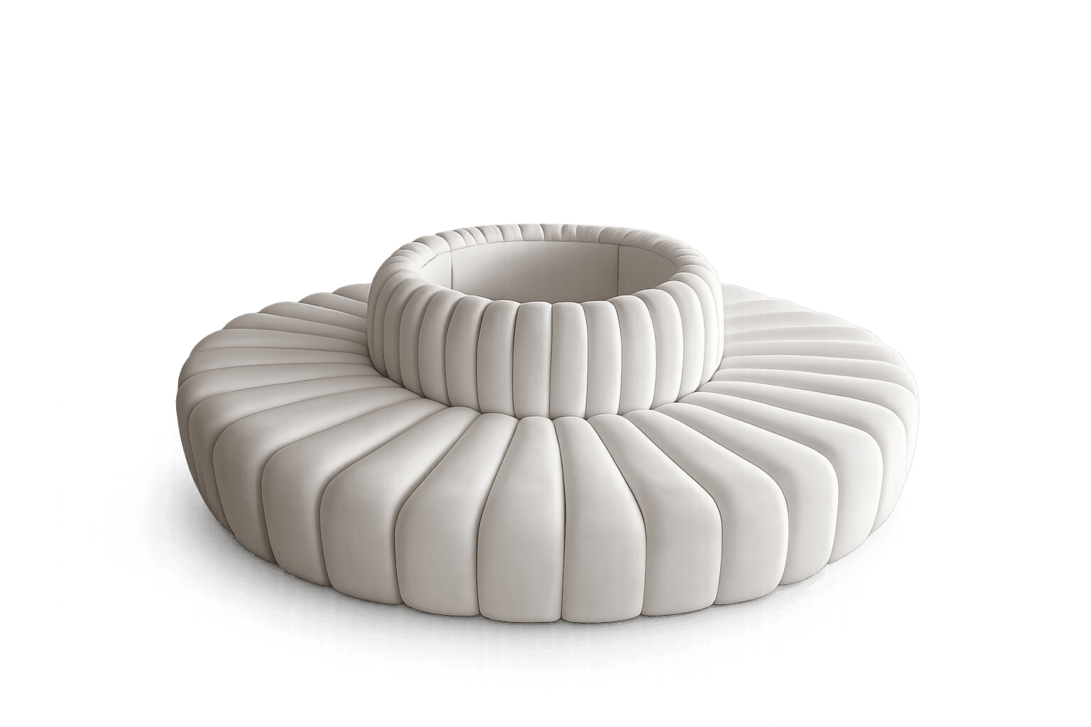 Round Off White 3 Seater Sofa Rental UAE