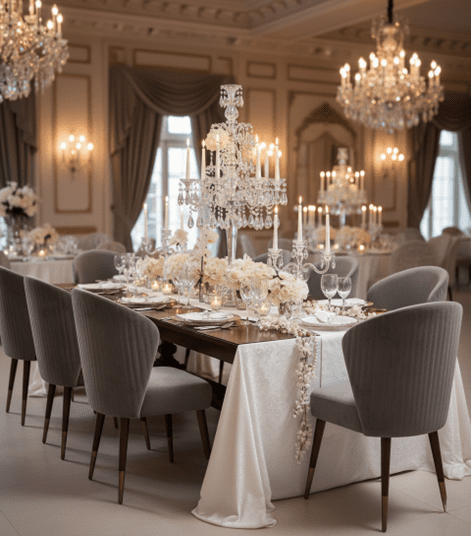 White Curve Back Line Dining Chair Rental UAE